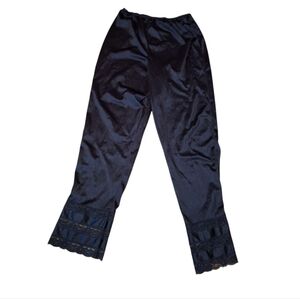 Vintage Velrose Black Nylon Pettipants Knickers Lace Trim Hem Ladies Med 80's